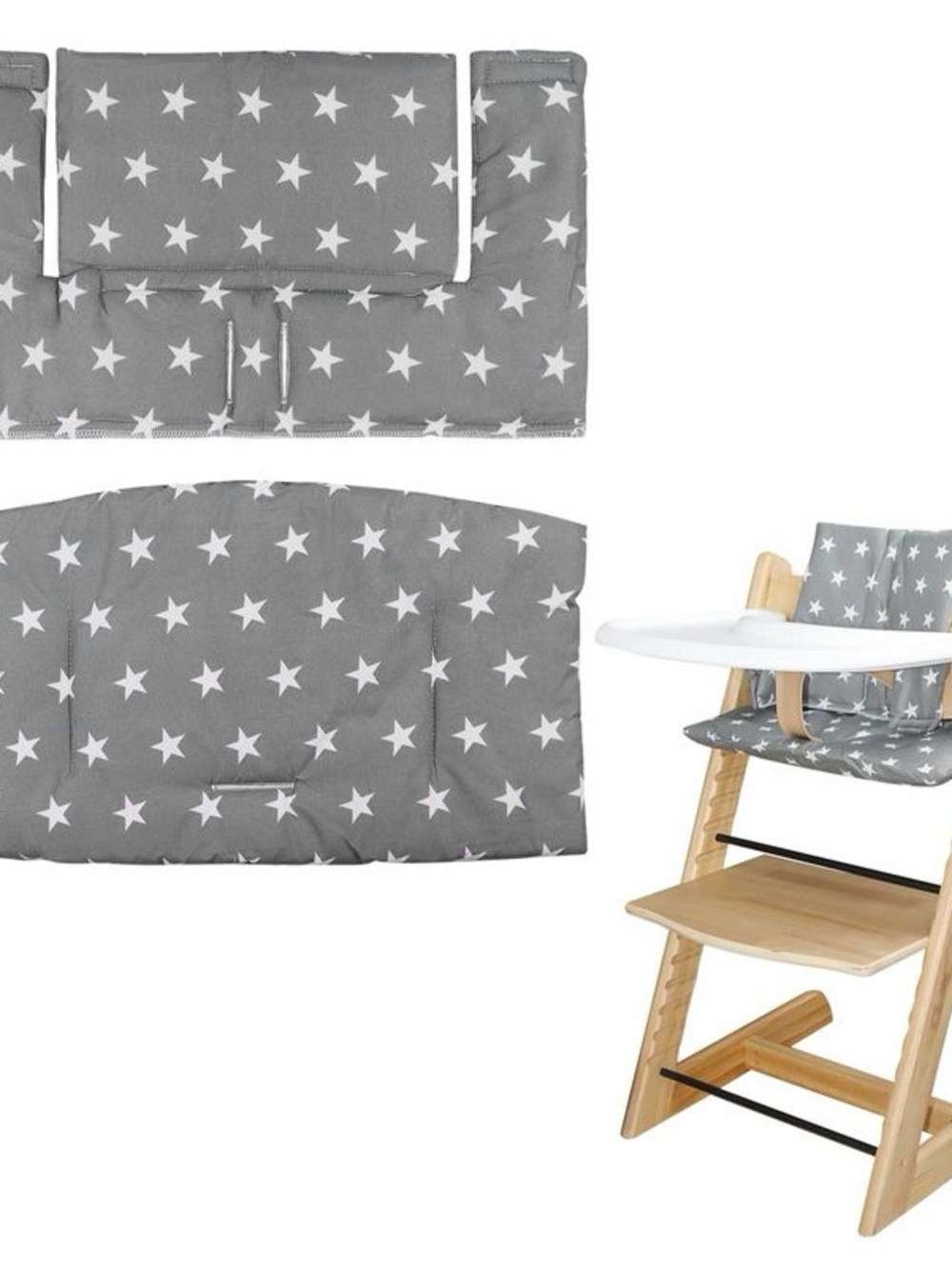 Stokke Grey Star Print High Chair Cushion- like new!